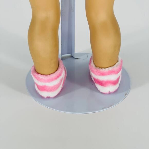 White And Pink Stripe Ankle Height Fluffy Socks for 18 Inch Dolls - GUC - Picture 4 of 12